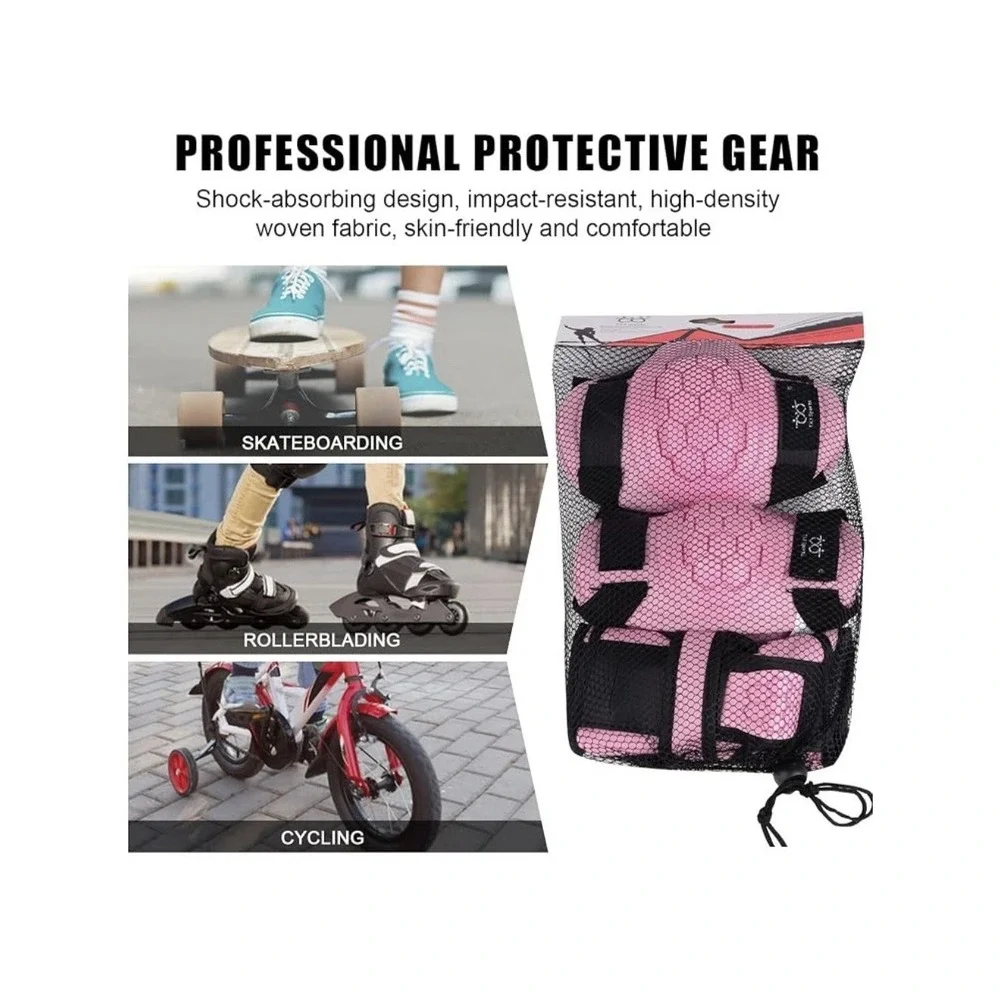 Kids Knee Pads Elbow Pads Wrist Guards Protective Gear Set Pink 6 Pcs Medium NWT